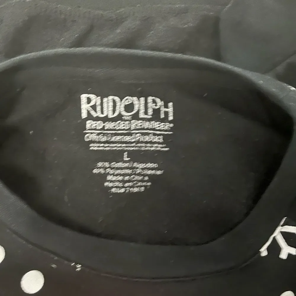 🟢Rudolph Official Merchandise Black & Silver snowflake Christmas Sweater L - Picture 4 of 5